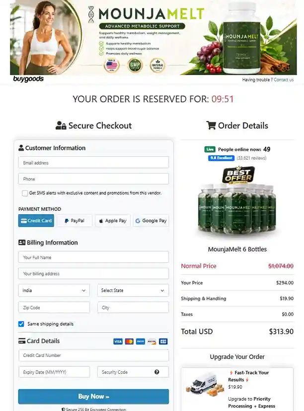 MounjaMelt Secure Order Page — Checkout